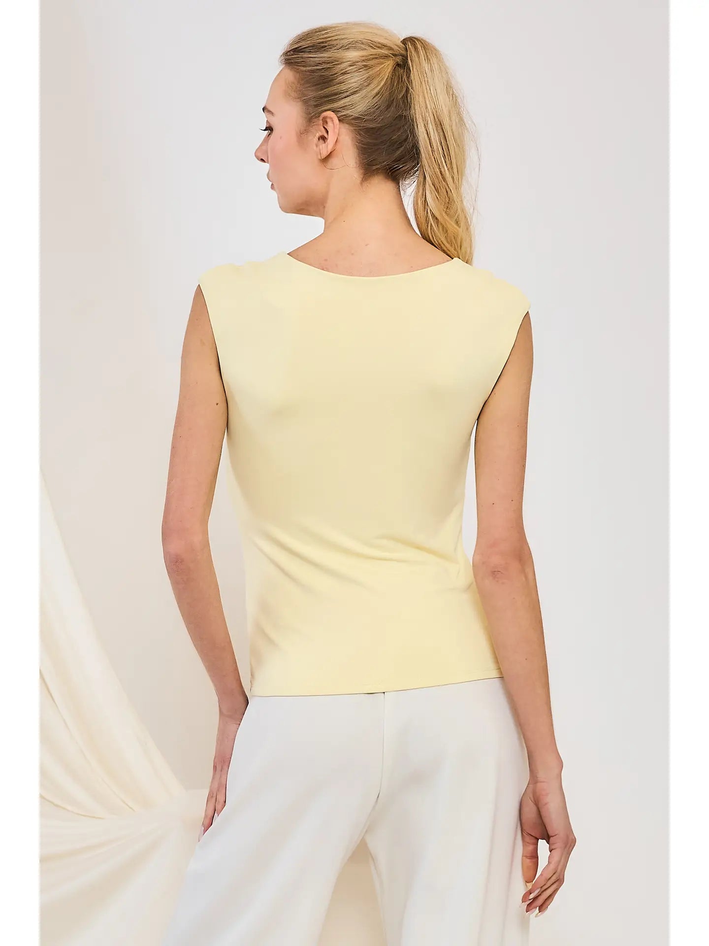 Butter Knit Double Layer Square Neck Wide Shoulder Top