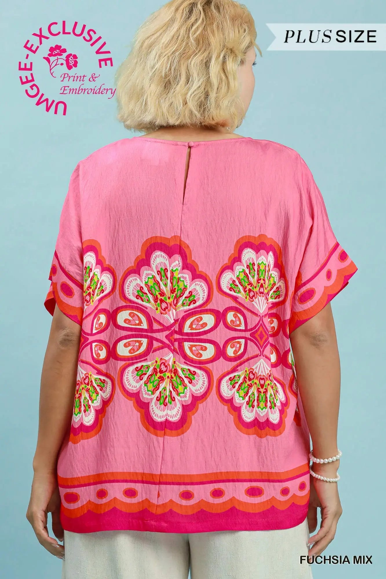 Mix Medallion Print Short Sleeve Top