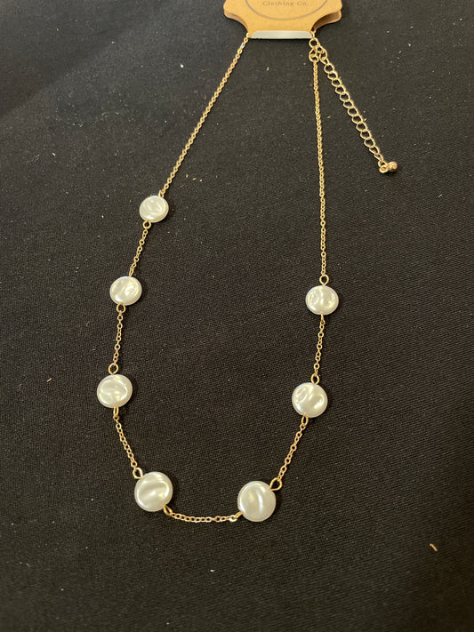Coin Pearl Station Necklace