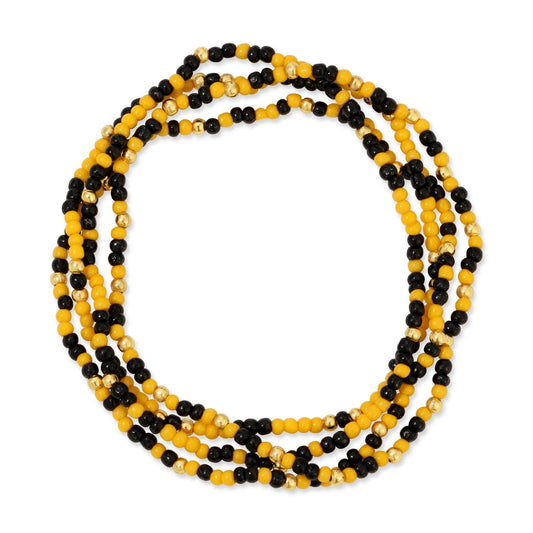2mm Stretch Seed Bead Bracelets with Gold Bead Accents