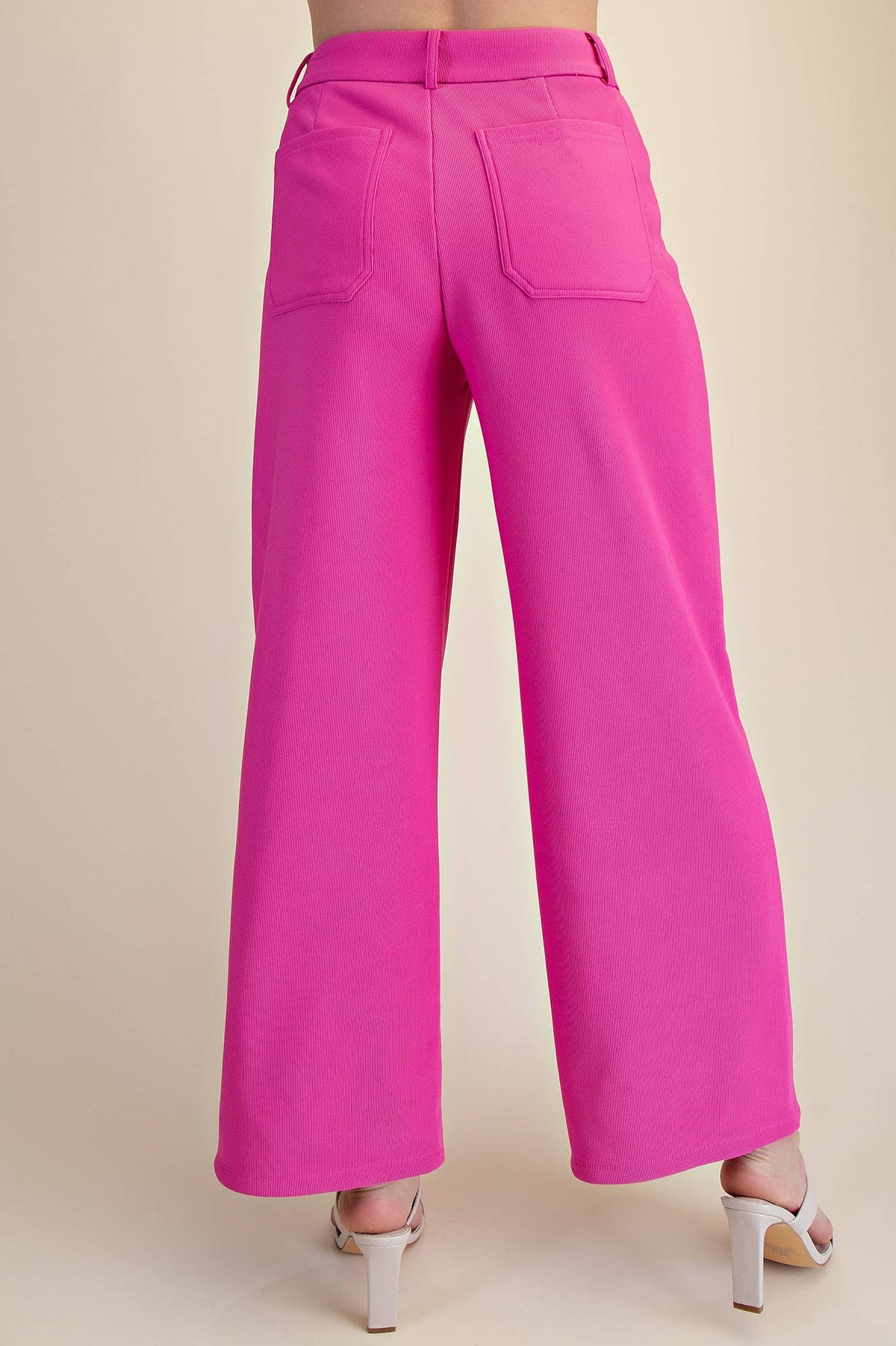 High Rise Front Pocket Stretchy Wide Pants