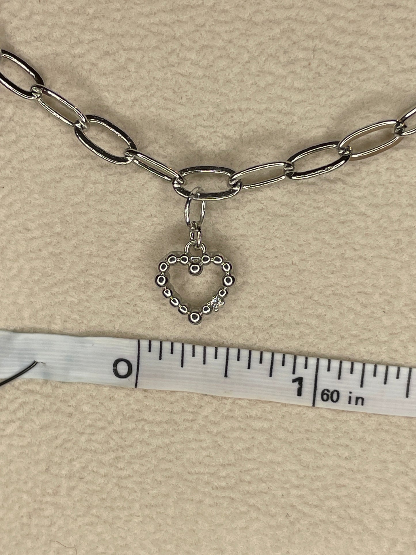 Medium Beaded Heart Outline Charm with Crystal The Charm Bar Company