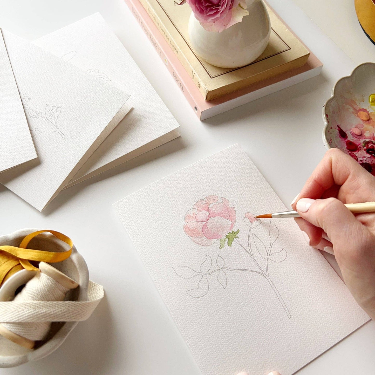 Garden flowers paintable notecards emily lex studio