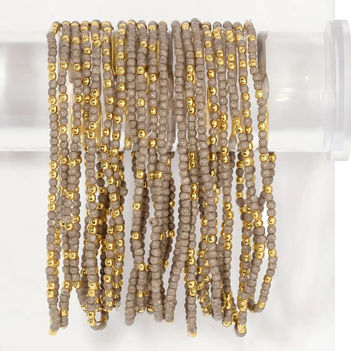 2mm Single Color Seed Bead Bracelet with Gold bead Accent