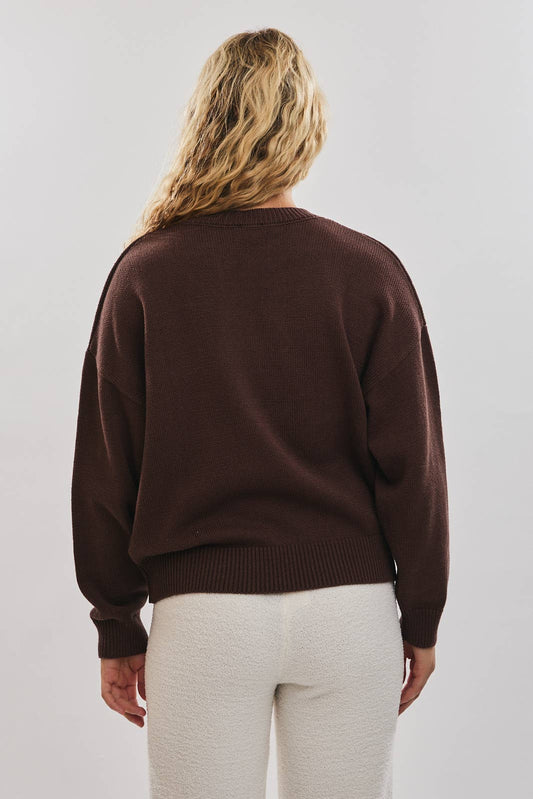 LONG SLEEVE CREW NECK DOG WITH SWEATER GRAPHIC SWEATER