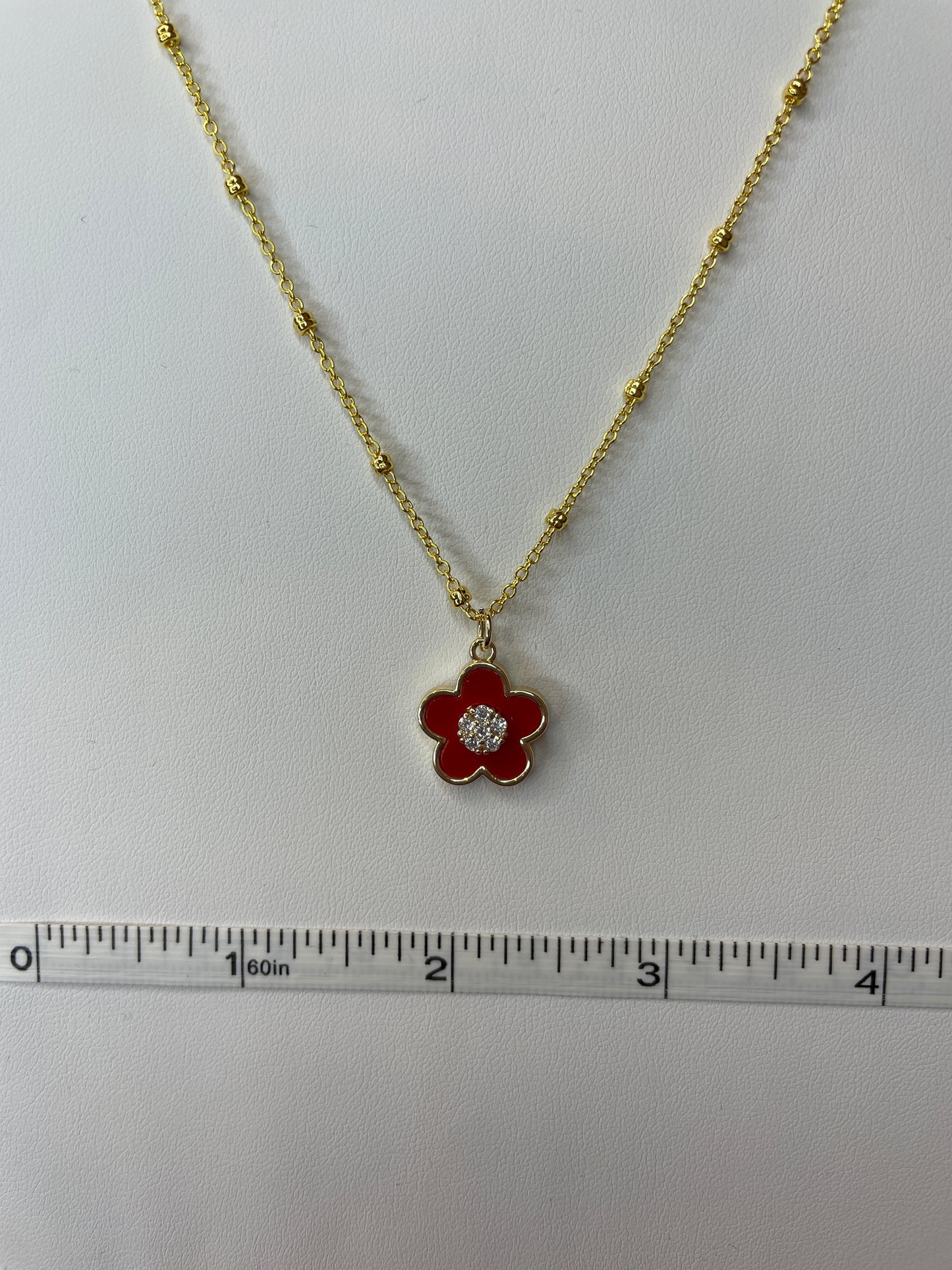 Medium Enamel Filled Flower Charm with Crystal Origami Owl