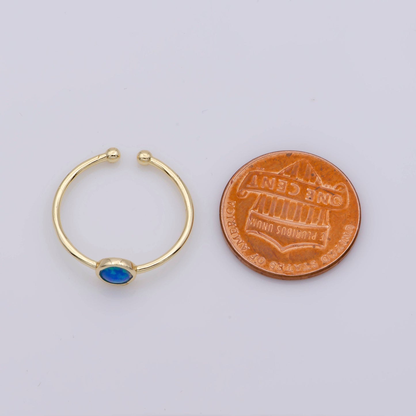 Dainty 18K Gold Filled Round Opal Stone Adjustable Ring