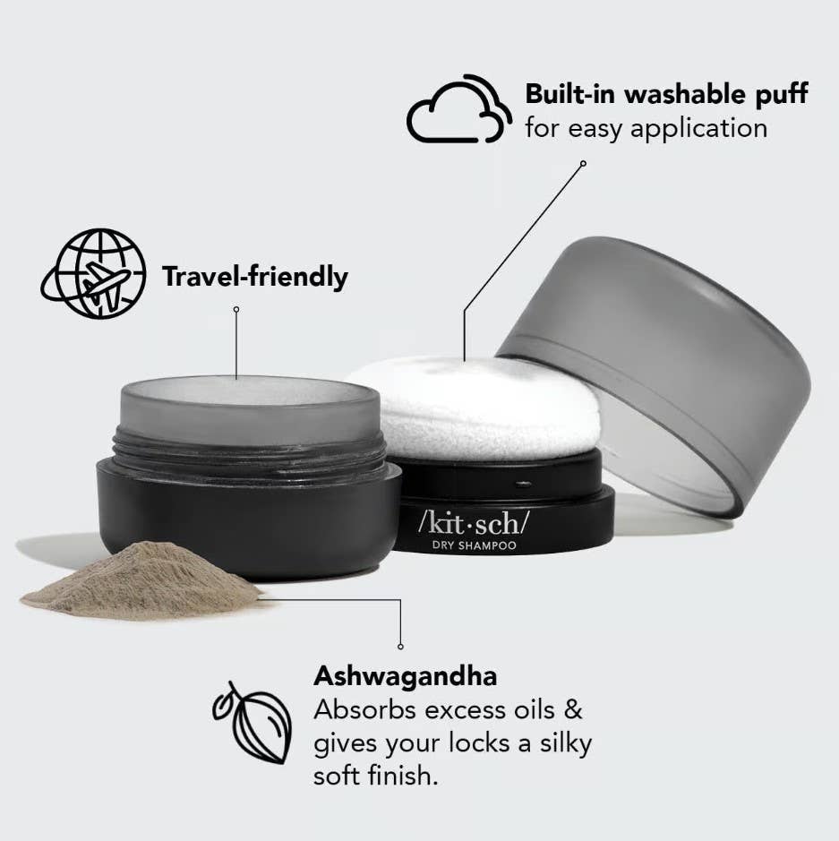 Volumizing Rice Protein Dry Shampoo - Dark Tinted Powder KITSCH