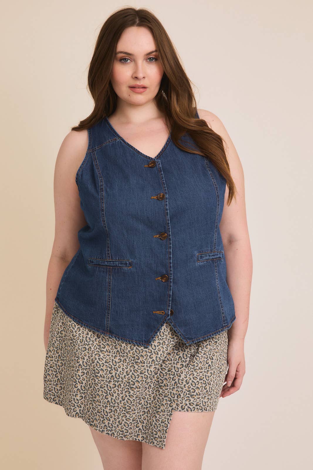 Button Down Light-Weight Denim Vest