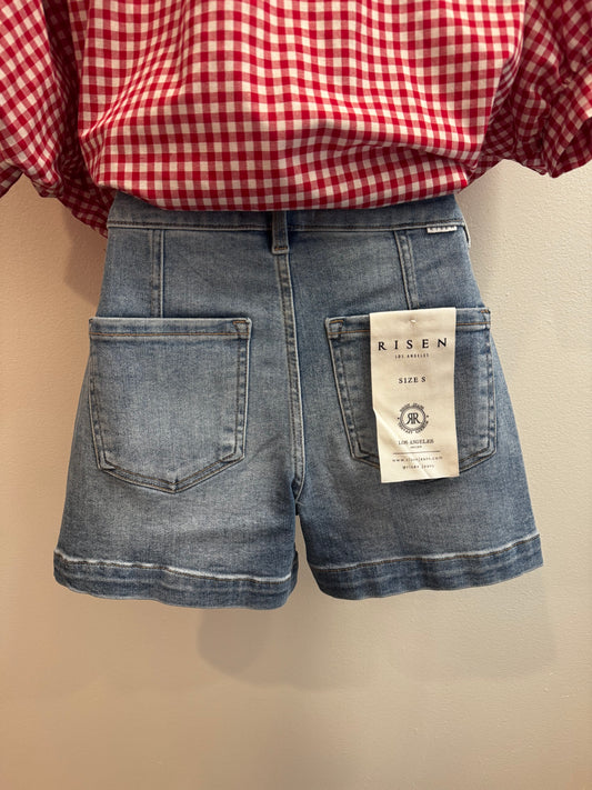 High-Rise Patched Pocket Shorts