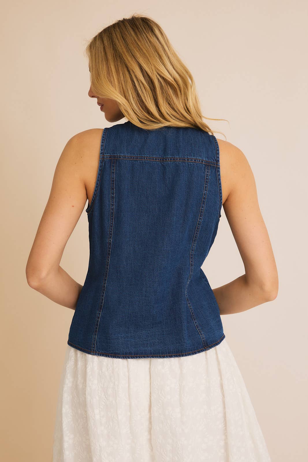 Button Down Light-Weight Denim Vest