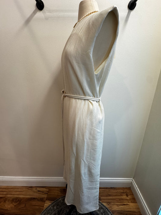 Flowy Sleeveless Tunic Dress with Rope Tie Belt