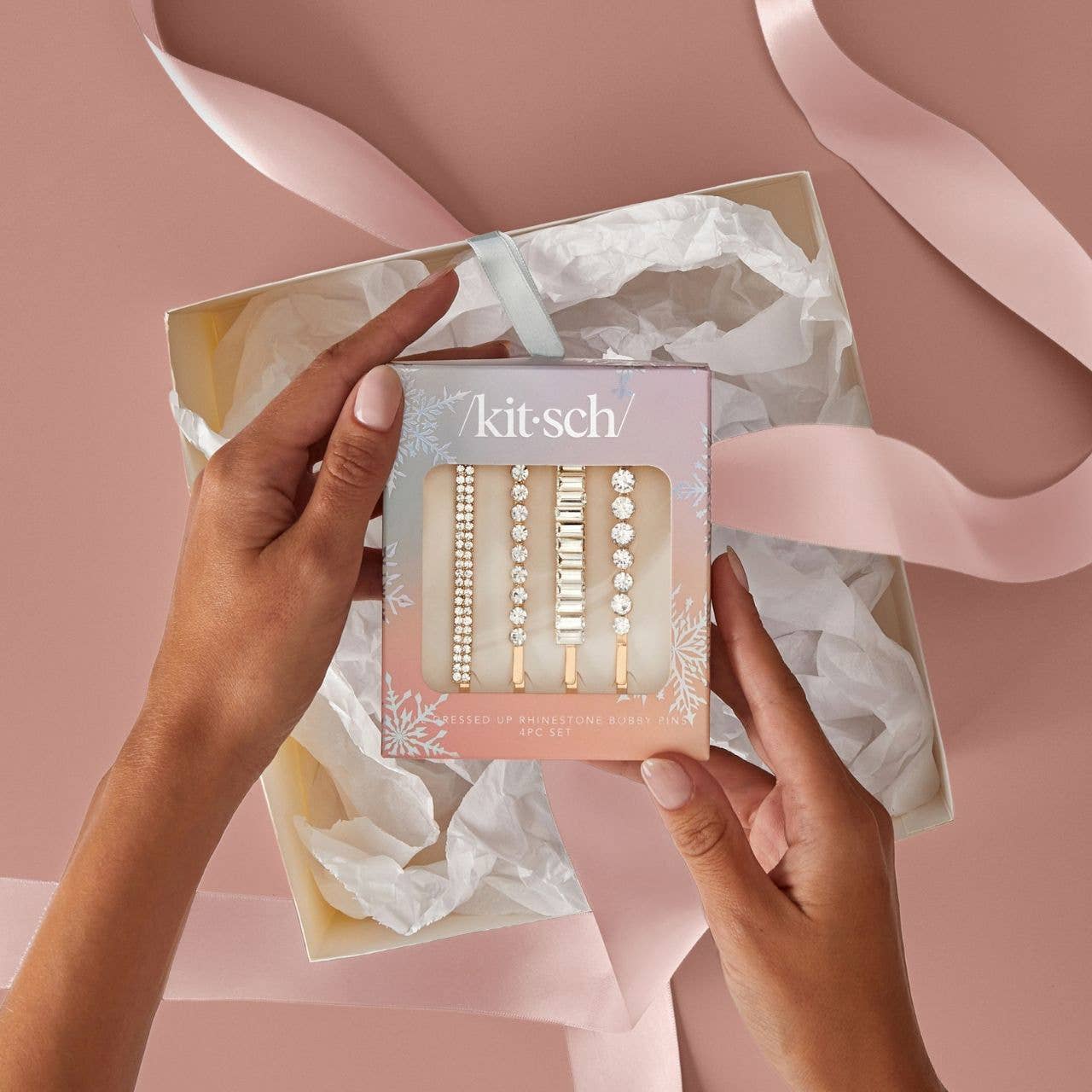 Holiday All Dressed up Rhinestone Bobby Pins 4pc Set KITSCH