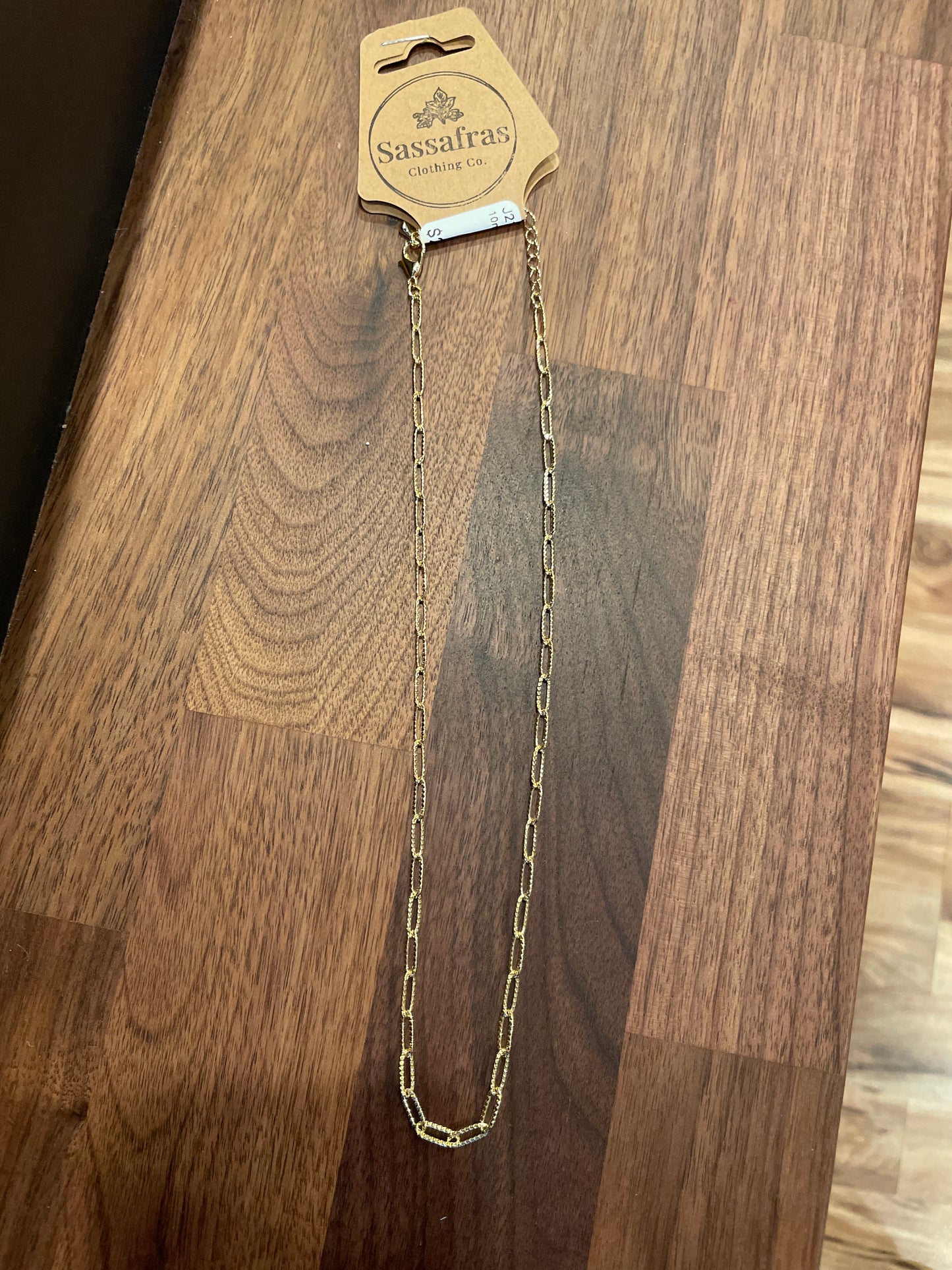 10mm Textured Paperclip Chain Necklace Golden Stella