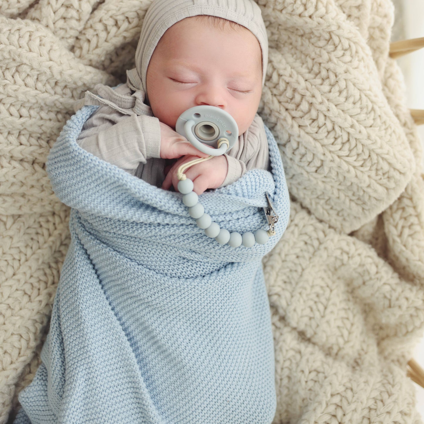 100% Organic Luxury Cotton Swaddle Receiving Baby Blanket Bleu La La