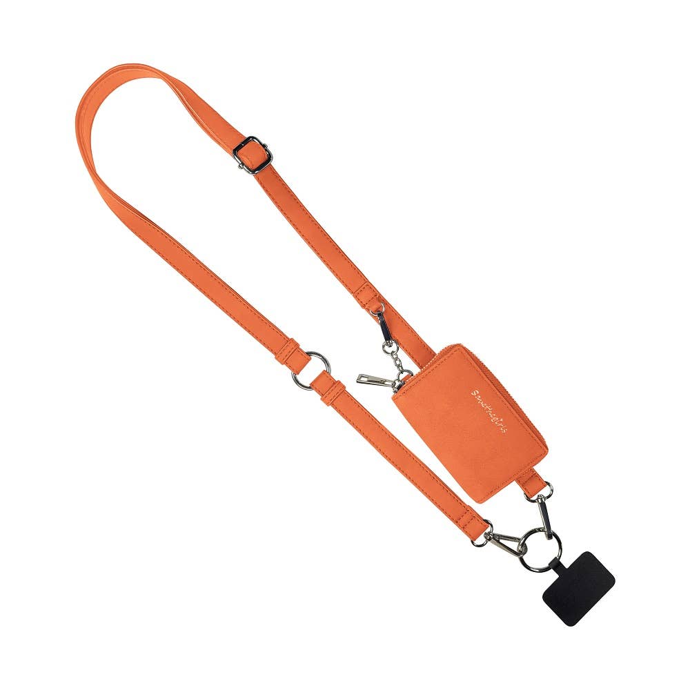 Clip & Go Brushed Vegan Leather Phone Lanyard - RFID Pouch