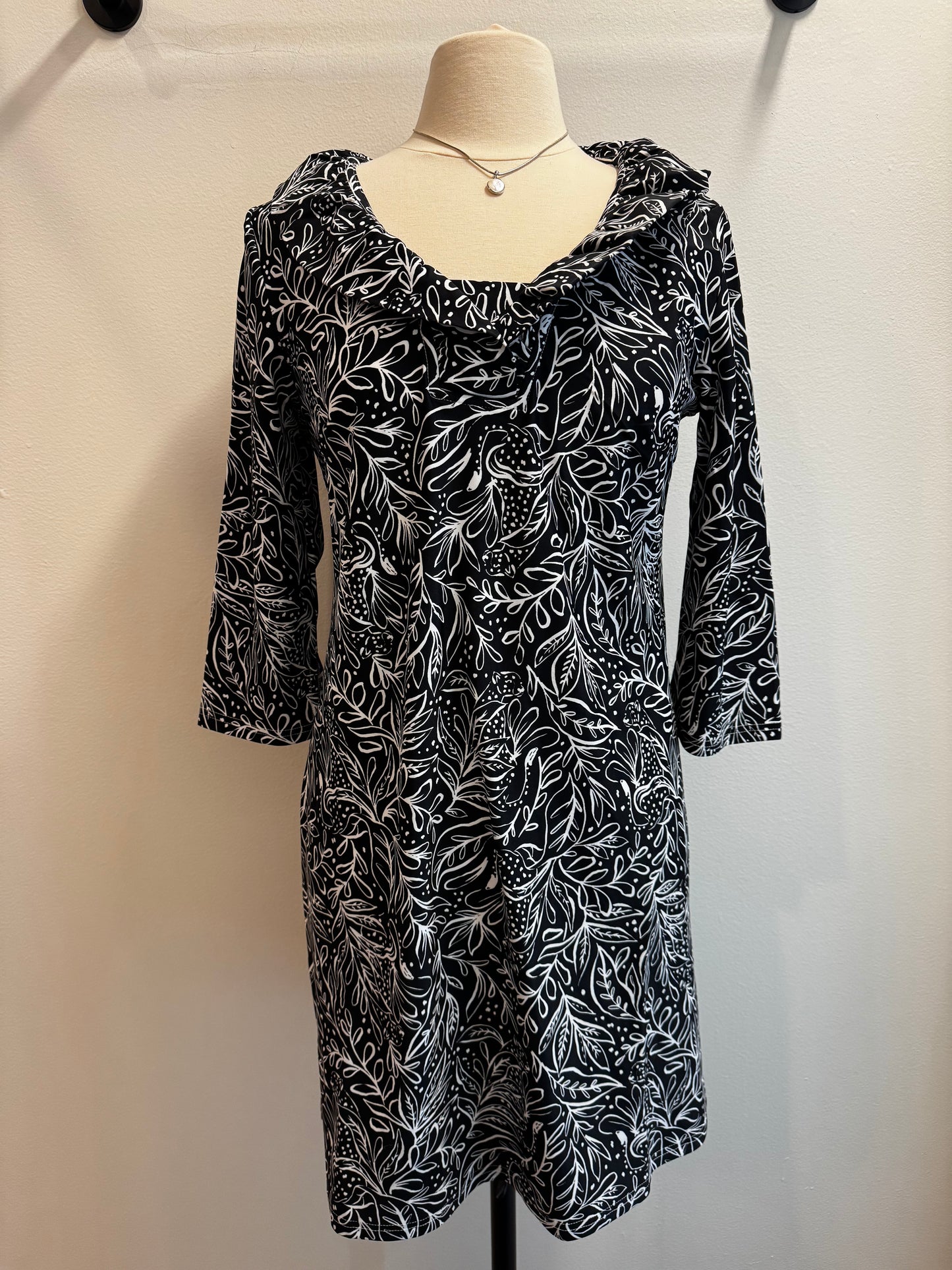 Ruffle Neck Shift Dress