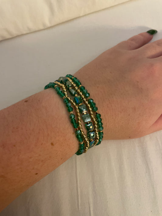 Square and Round Faceted Bead Bracelet Set