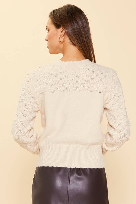Long Sleeve Pointelle Sweater