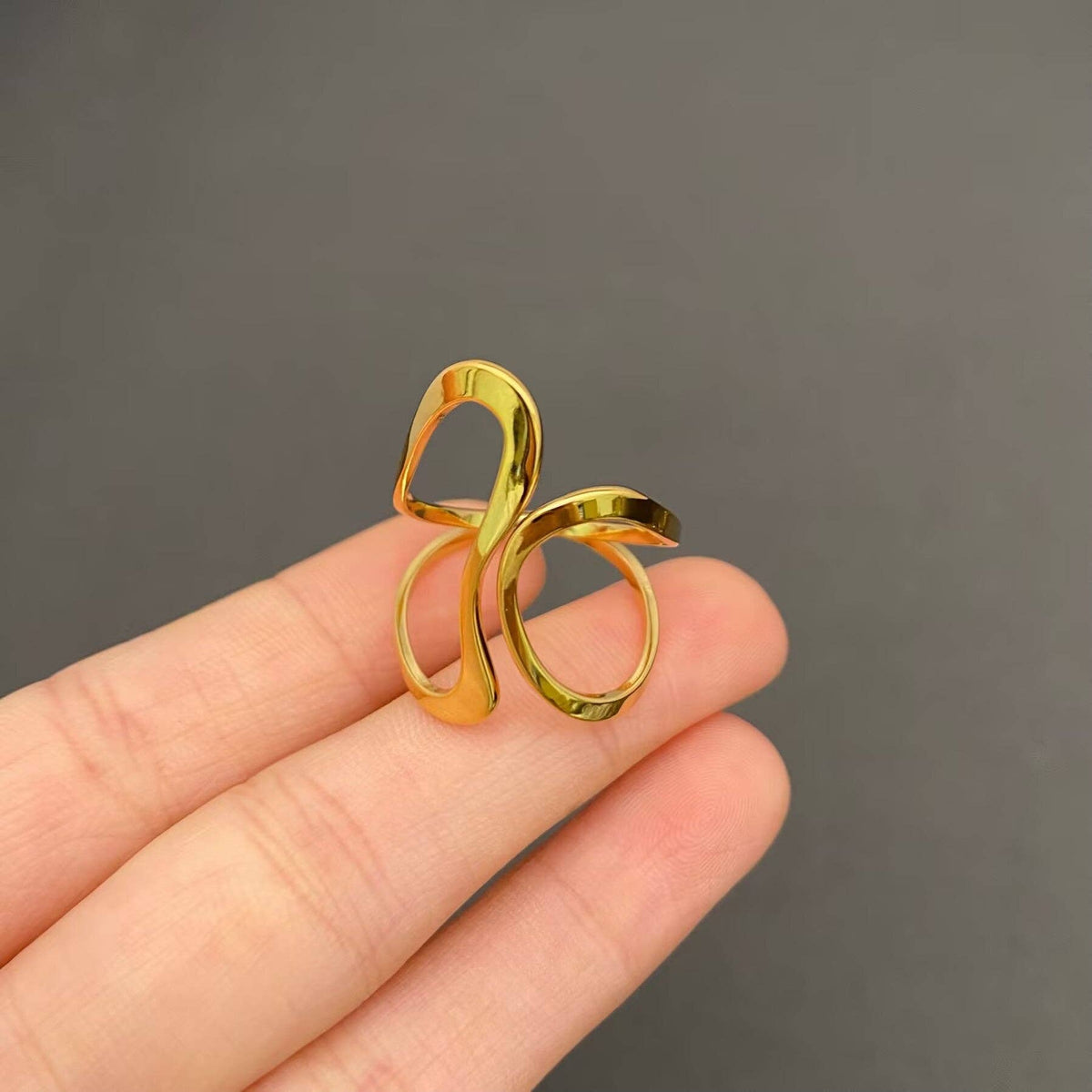 Multi Style 18K Gold Plated S.Steel Geometric Ring - FGS