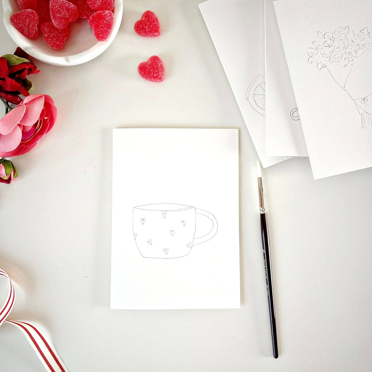 Love sweet love paintable notecard emily lex studio