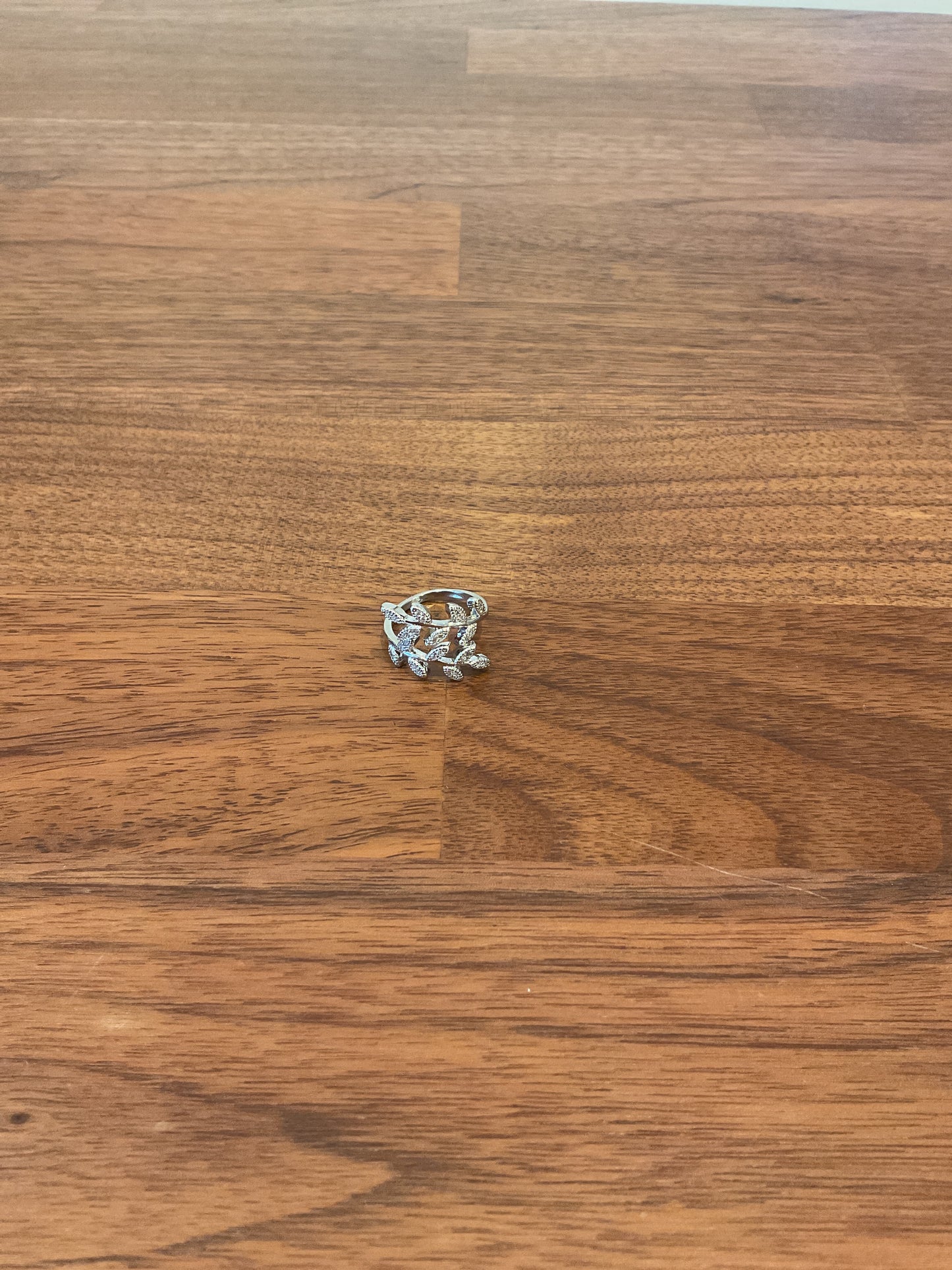 Pave Leaf Adjustable Ring