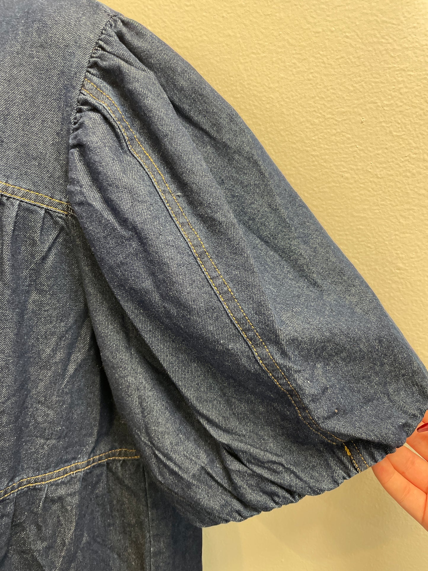 Denim Puff Sleeve Babydoll Top Entro