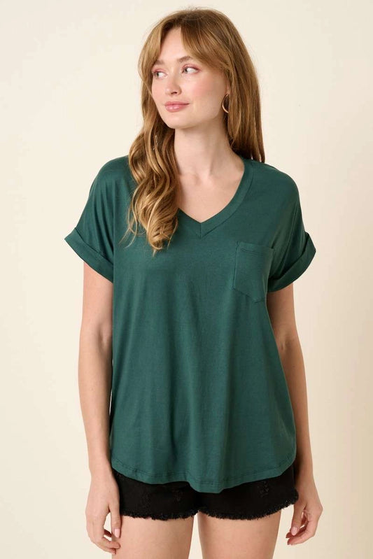 DTY V-Neck Pocket Detail Dolman Knit Top Mittoshop