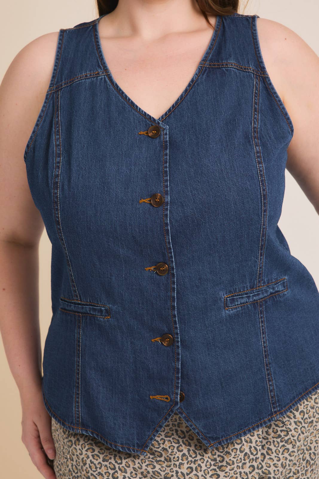 Button Down Light-Weight Denim Vest