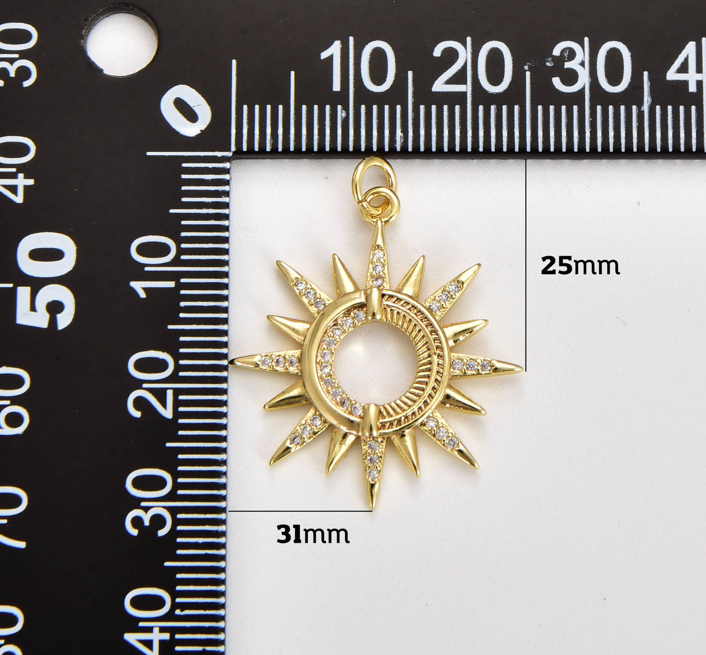 Gold Filled Micro Pave CZ Sun Burst Pendant Charm Beads Creation