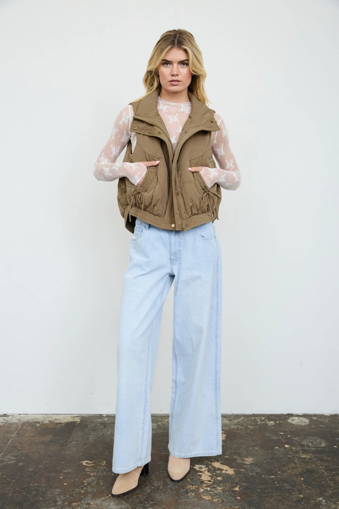Snap Front Stand Collar Vest
