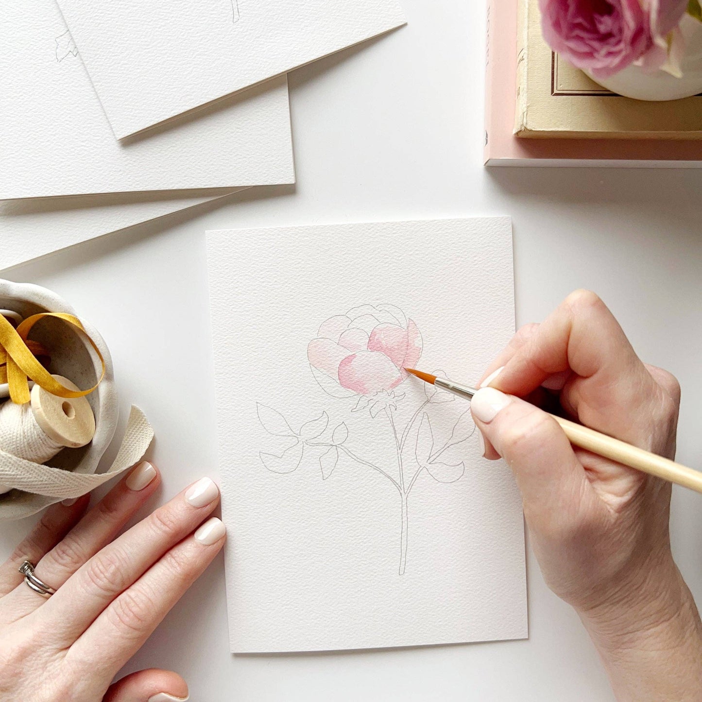Garden flowers paintable notecards emily lex studio