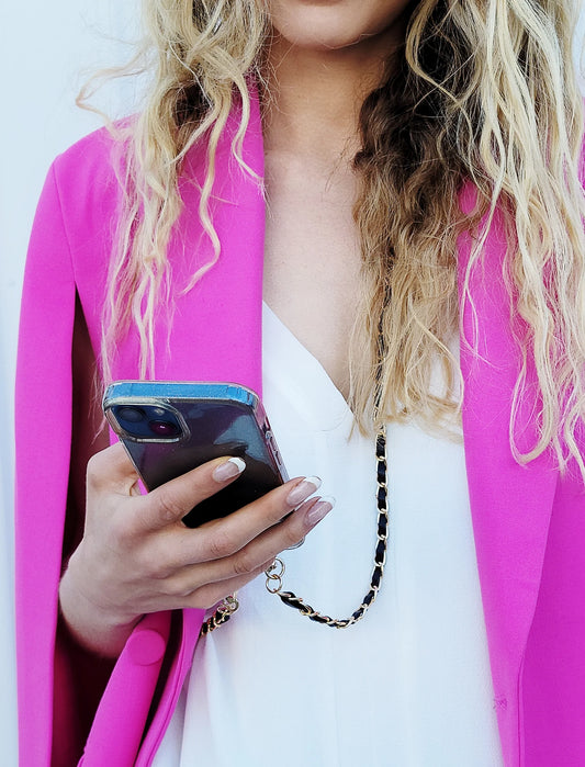 Long Vegan Leather Phone Chain or Crossbody Strap OMG Blings