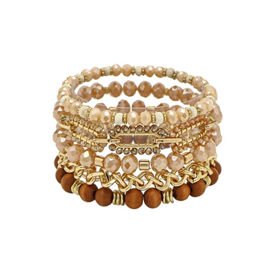 Crystal Stone and Chain Set of 5 Bracelets WHAT'S HOT