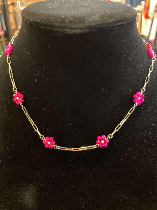 Glass Bead Flower Necklace and Dangle Earring Set SOIREE LINE