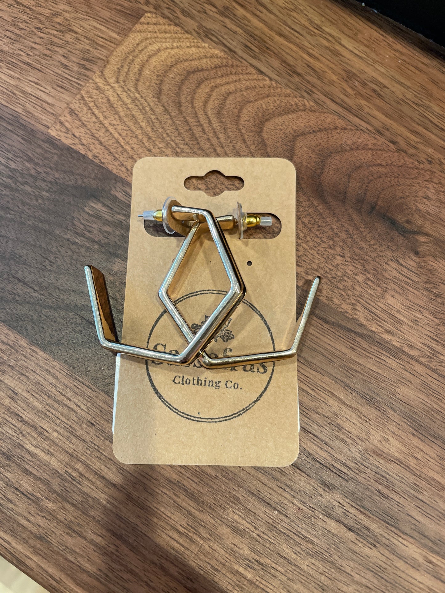 Epoxy Color Line Hexagon Hoop Earrings Golden Stella