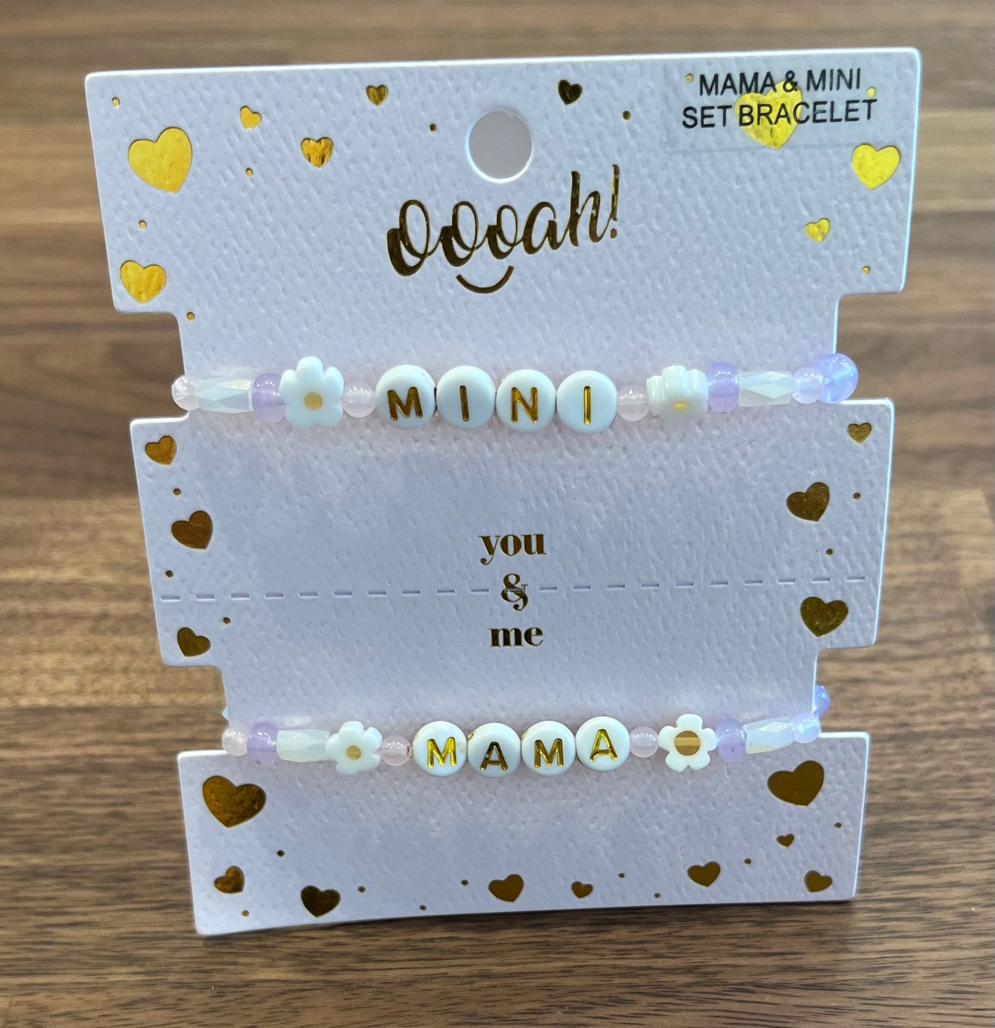 Mama & Mini Flower Bead Bracelet Set Golden Stella