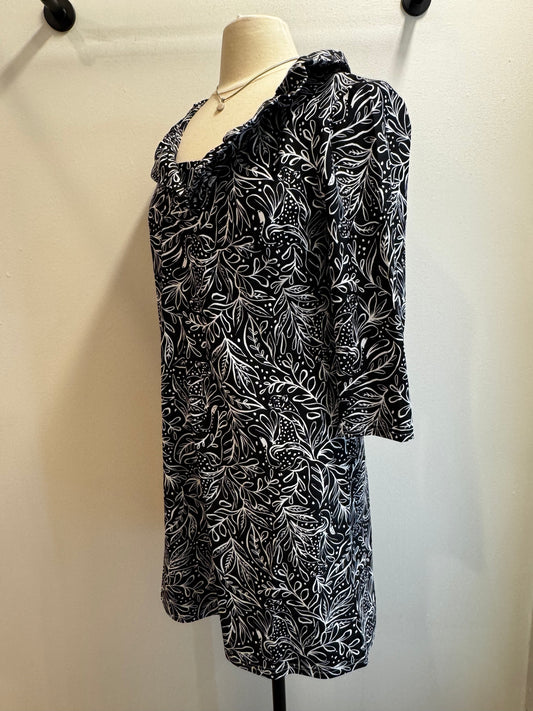 Ruffle Neck Shift Dress