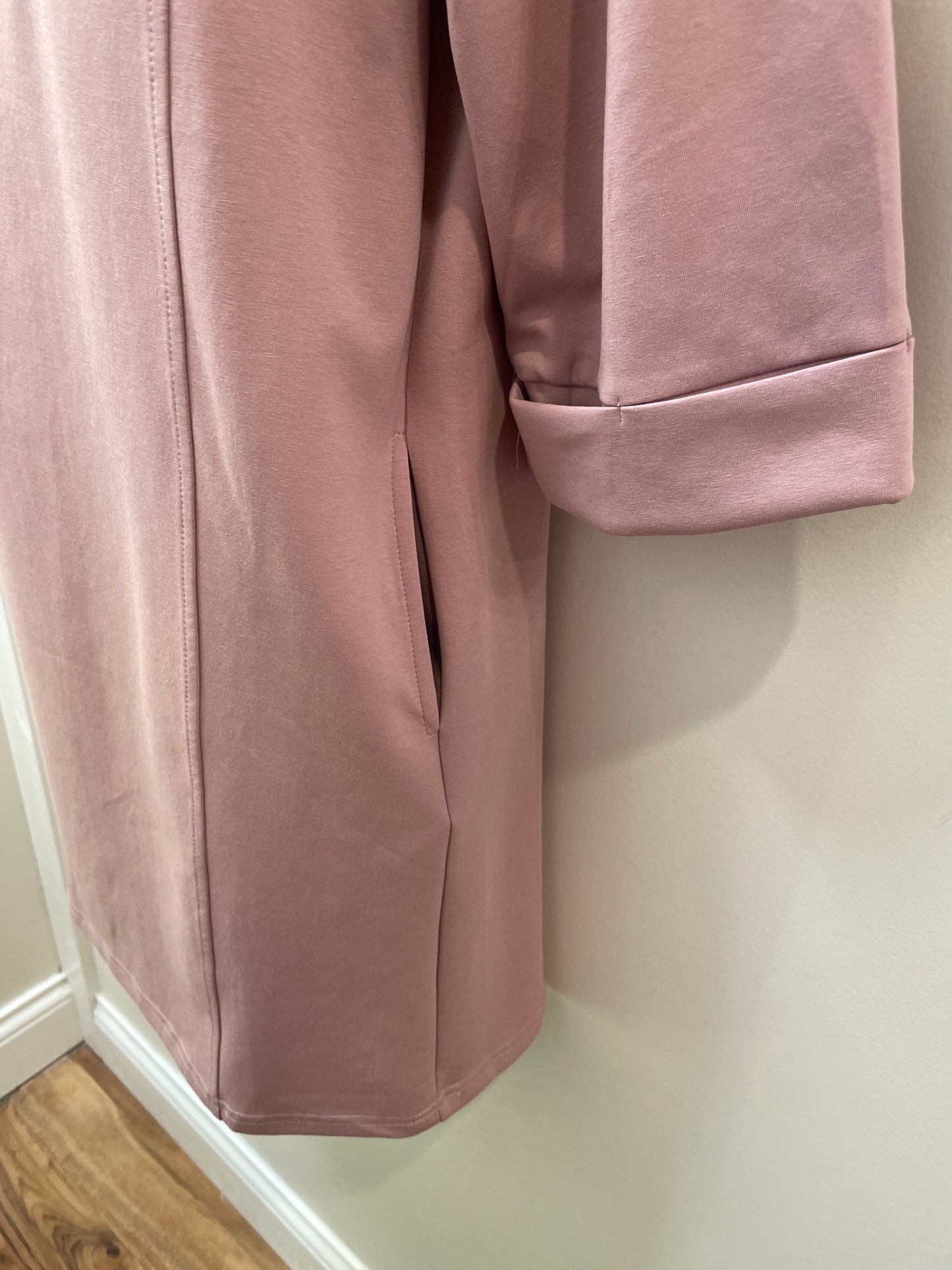 Short Sleeve Half Zip Scuba Knit Dress with Pockets She + Sky