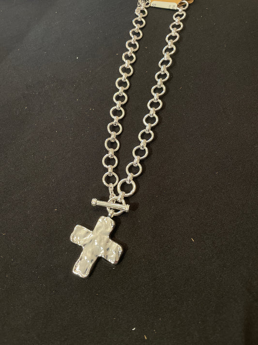 Byzantine Cross & Chain Toggle Necklace Set