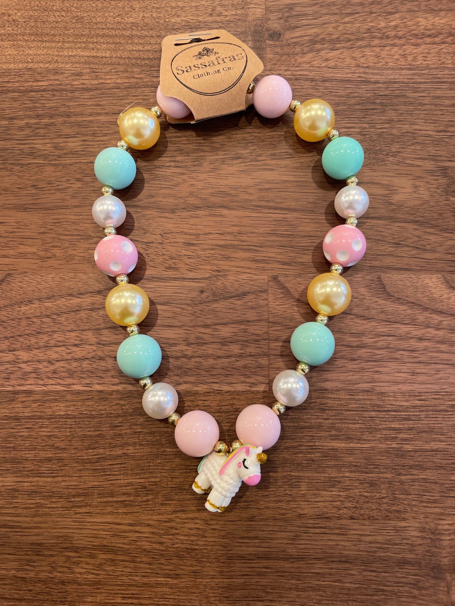 Kids Llamacorn Charm Bubblegum Bead Necklace The Twinkled Twig