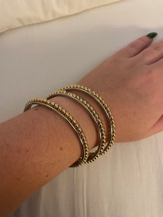 Mixed Metal Beaded Bangle Bracelet Set