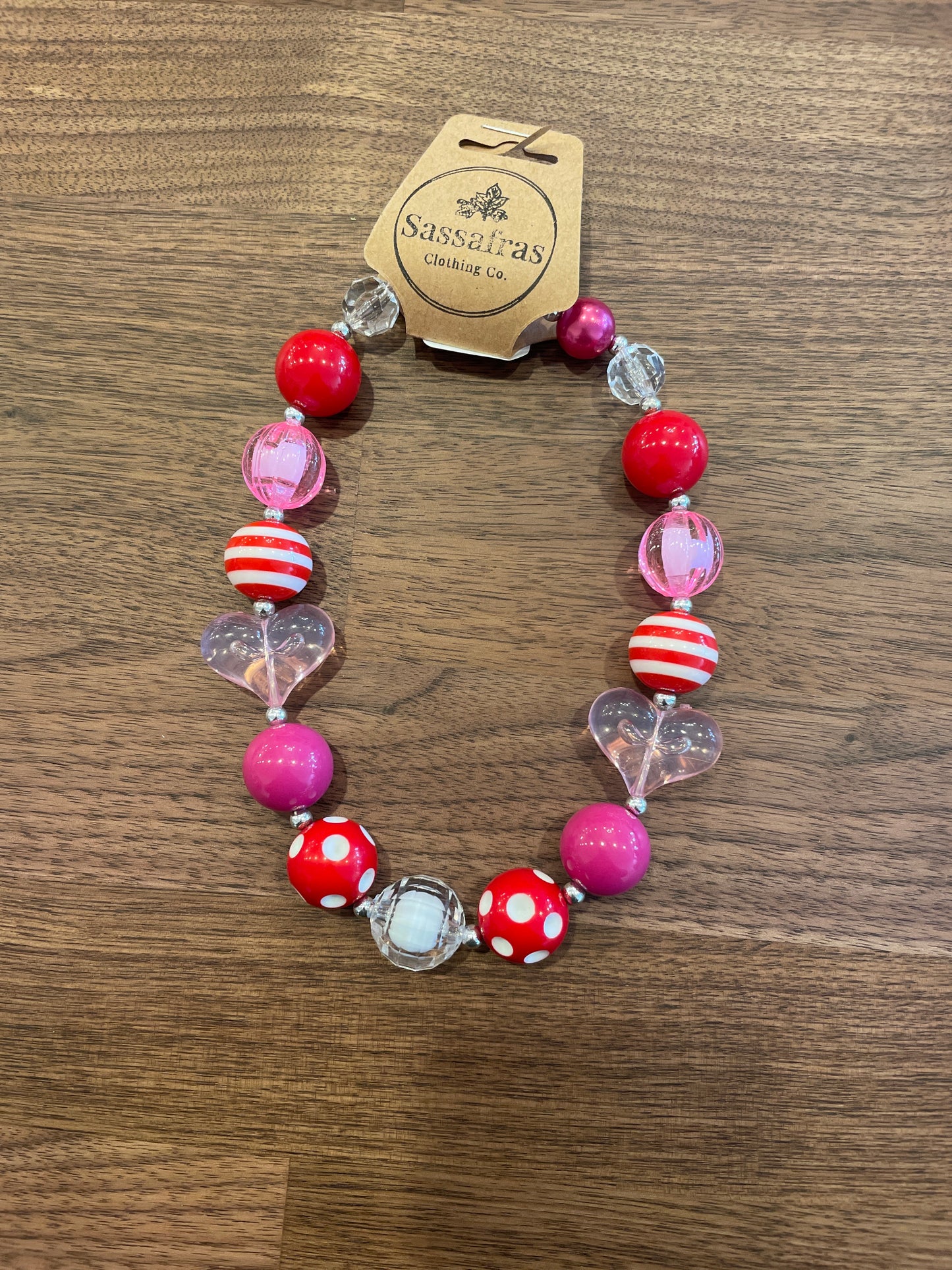 Kids Pink Hearts Bubblegum Bead Necklace The Twinkled Twig