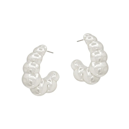 Tear Drop Lined Textured 1" Hoop Earring WHAT'S HOT