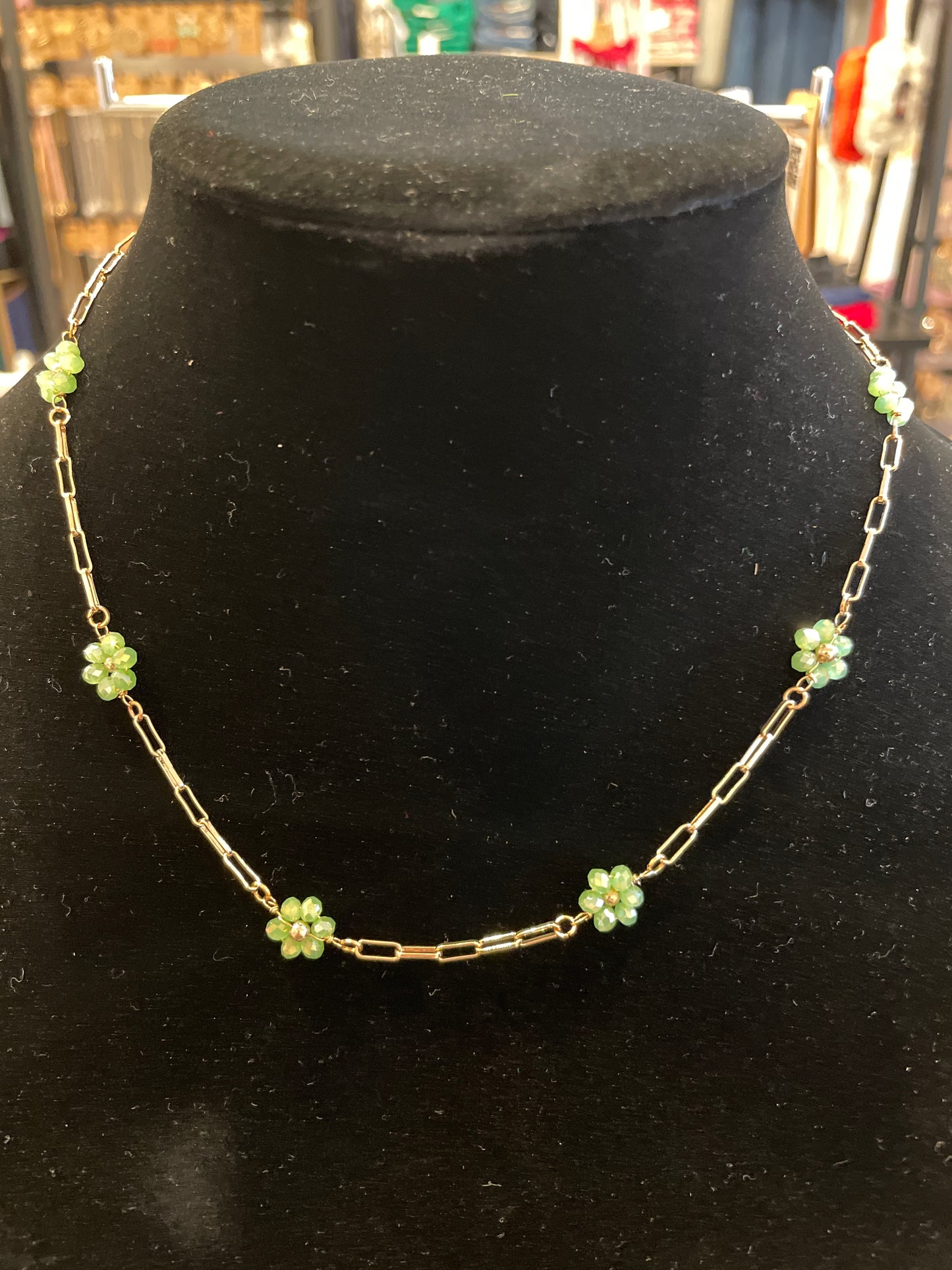 Glass Bead Flower Necklace and Dangle Earring Set SOIREE LINE