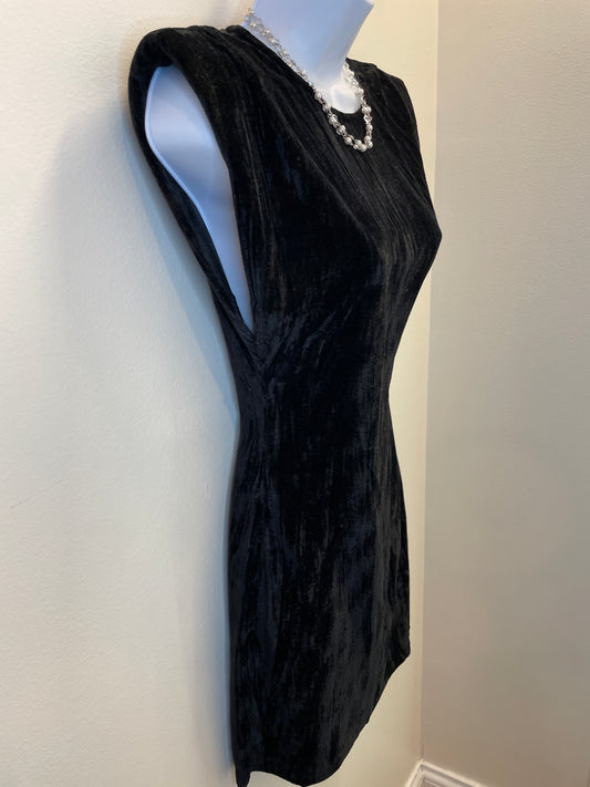 Velvet Fitted Mini Dress with Shoulder Pads Very J