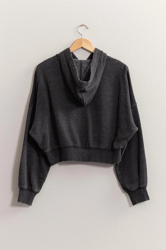 Drop Shoulder Cropped Hoodie HYFVE