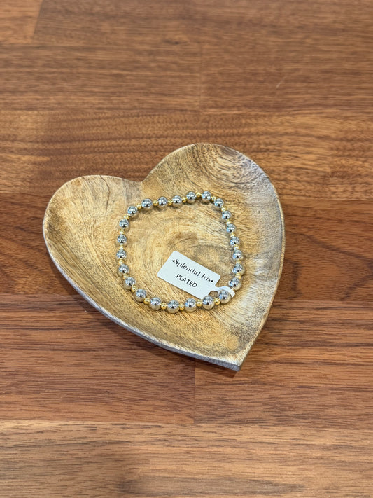 Two Tone 3mm Bead Bracelet with 5mm Accent
