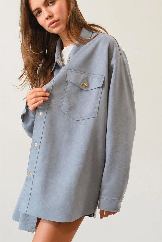 Oversized Suede Shirt with Pockets HYFVE