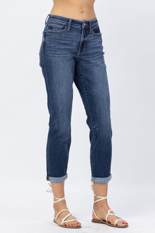 Mid-Rise Cuffed Boyfriend Jeans Judy Blue